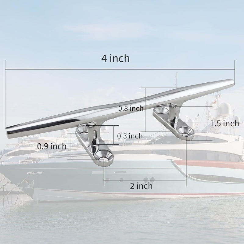 MEMUME Store Stainless Steel Boat Dock Cleats 4"/5"/6"/8"/10" Open Base, Marine Grade 316 SS, Rope Cleat, Tie Down, Mooring Accessories with Screws for Boat, Pontoon, Yacht, Deck - Image 4